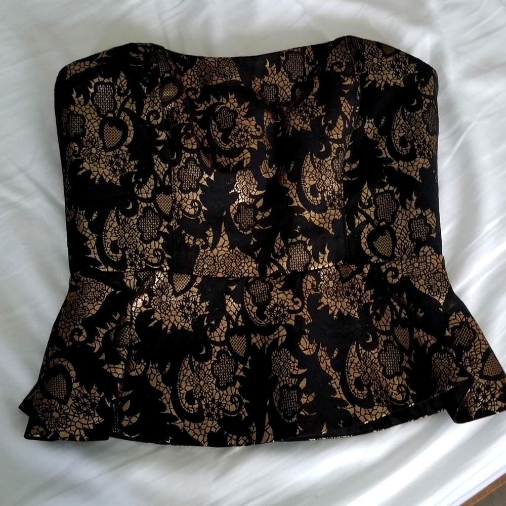 COPY - Bebe Rita Jacquard Peplum Bustier